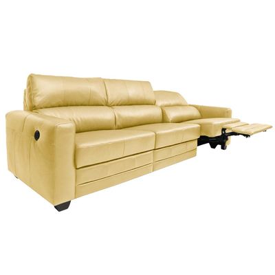 Sofá Sala de Cinema Elétrico Maldivas Reclinável Retrátil 4 Lugares 281cm Couro Bege G40 - Gran Belo