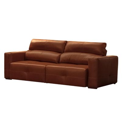 Sofá Decorativo Monica 3 Lugares Sala de estar 252cm Reclinável e Retrátil Couro Conhaque Brilho G40 - Gran Belo