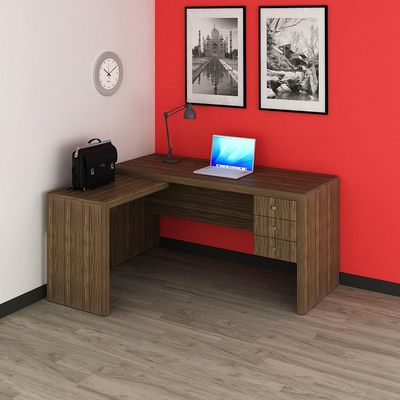 Mesa para Escritório Home Office ME4106 MDP Nogal - Gran Belo