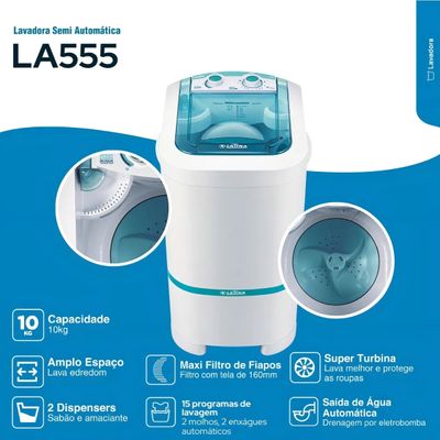 Lavadora De Roupas Tanquinho Latina 10kg Semiautomática LA555 - 110V - Verde