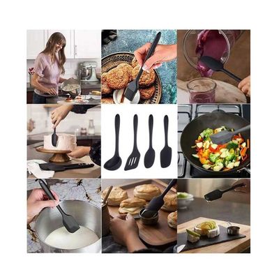 Espatula Reta Silicone Utensilios de Cozinha Preto 1un