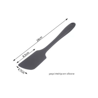 Espatula Reta Silicone Utensilios de Cozinha Preto 1un