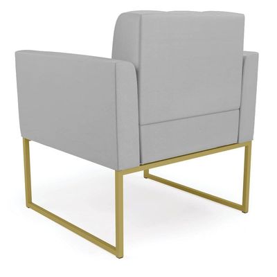 Poltrona Sala Decorativa Elisa Base Industrial Dourada Sintético Cinza D03 - D'rossi