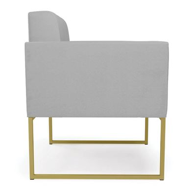 Poltrona Sala Decorativa Elisa Base Industrial Dourada Sintético Cinza D03 - D'rossi
