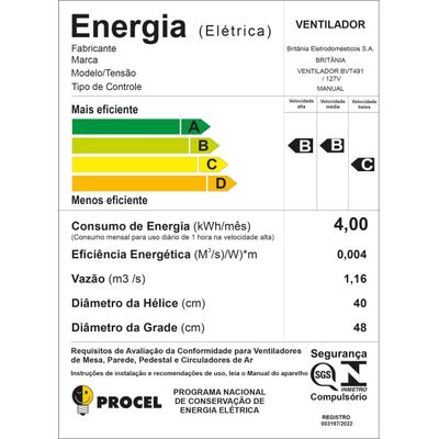 Ventilador Britânia 2 em 1 Tecnologia Maxx Force 174W BVT491 127V