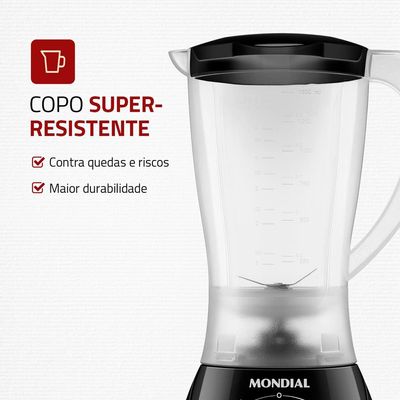 Liquidificador Mondial Power- L-550 2 Velocidades + Pulsar 550W - Preto Preto / 220
