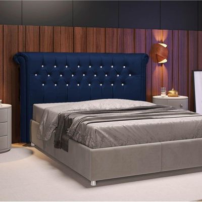 Cabeceira Queen P04 160 Cm Suede Azul Marinho Tca 948