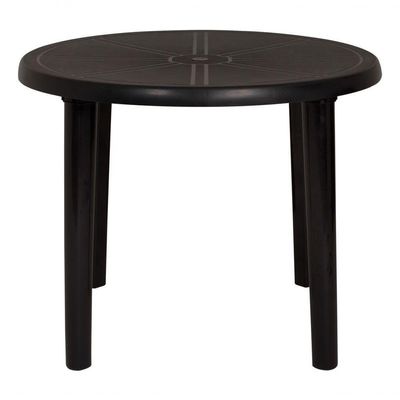 Mesa Plástica Redonda Demontável Mor Preta E Branca Cor Preto
