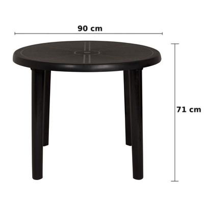 Mesa Plástica Redonda Demontável Mor Preta E Branca Cor Preto