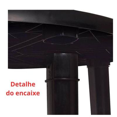 Mesa Plástica Redonda Demontável Mor Preta E Branca Cor Preto