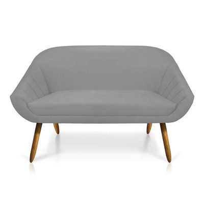 Kit 01 Namoradeira 02 Lugares E 02 Poltronas Giovana Suede Cinza