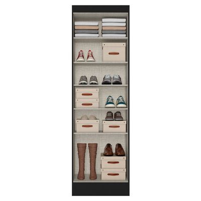 Armário Multiuso Sapateira THB Space com 2 Portas 5 Prateleiras Preto