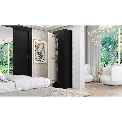 Armário Multiuso Sapateira THB Space com 2 Portas 5 Prateleiras Preto