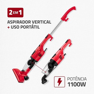 Aspirador de Pó Vertical 2 em 1 Mondial Turbo Cycle AP36 1100W - Vermelho vermelho / 220
