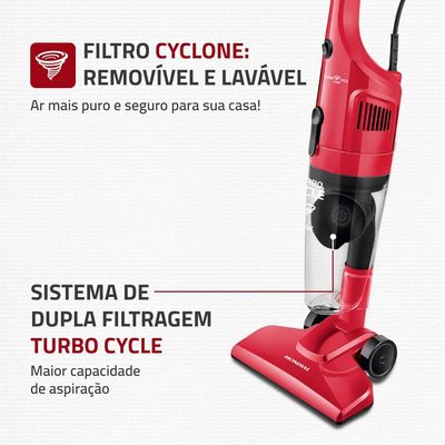 Aspirador de Pó Vertical 2 em 1 Mondial Turbo Cycle AP36 1100W - Vermelho vermelho / 220