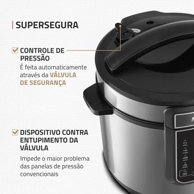 Panela Elétrica de Pressão Mondial Digital Master Cooker PE-40 3L - Preta/Inox Inox,Preto / 110
