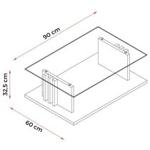 Mesa De Centro Para Sala Frizz Tampo Vidro Cinamomo Off White Madetec