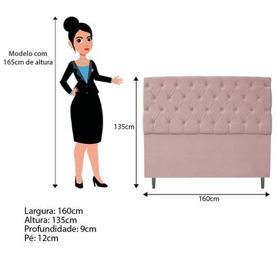 Kit Cabeceira e Calçadeira Liverpool 160cm Queen Suede Rosê