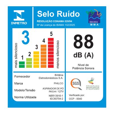 Aspirador de Pó e Água Vertical  PAS3000 Philco 127V