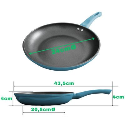 Panela Frigideira Antiaderente Cerâmica 24cm Azul Lehavi