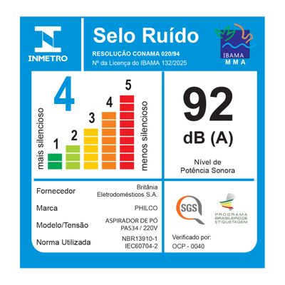 Aspirador de Pó e Água Vertical  PAS3000 Philco 220V