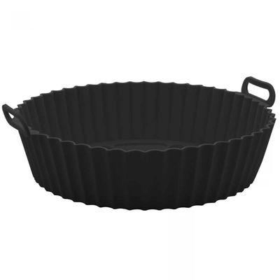 Forma Redonda de Silicone Preta Air Fryer Preta Lyor com Alça Antiaderente Reutilizável