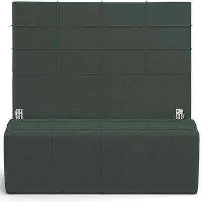 Kit Cabeceira Cama Box Queen 160cm com Calçadeira Roma W01 Suede Verde Musgo - Lyam
