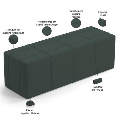 Kit Cabeceira Cama Box King 195cm com Calçadeira Roma W01 Suede Verde Musgo - Lyam