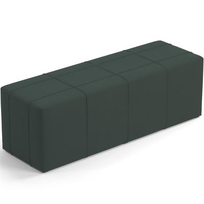 Kit Cabeceira Cama Box Casal 140cm com Calçadeira Roma W01 Suede Verde Musgo - Lyam