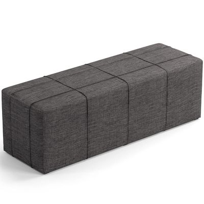 Kit Cabeceira Cama Box King 195cm com Calçadeira Roma W01 Linho Cinza Escuro - Lyam
