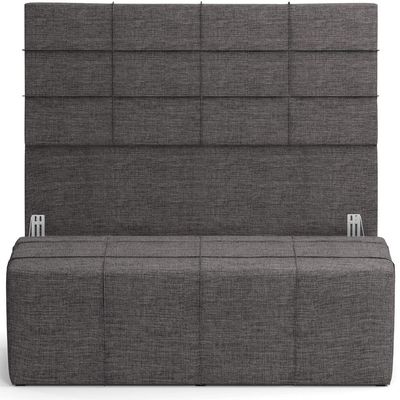 Kit Cabeceira Cama Box King 195cm com Calçadeira Roma W01 Linho Cinza Escuro - Lyam