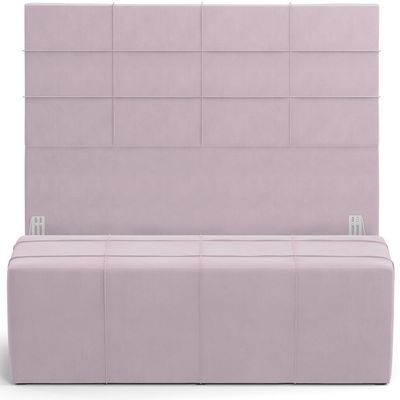 Kit Cabeceira Cama Box King 195cm com Calçadeira Roma W01 Suede Rosê - Lyam
