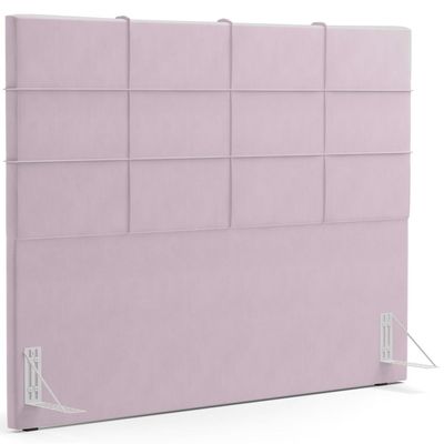 Kit Cabeceira Cama Box King 195cm com Calçadeira Roma W01 Suede Rosê - Lyam