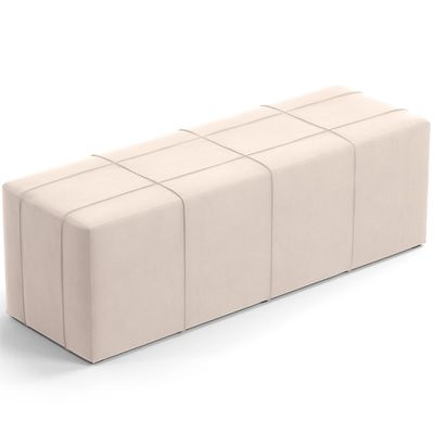Kit Cabeceira Cama Box Casal 140cm com Calçadeira Roma W01 Suede Bege - Lyam