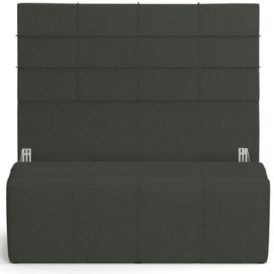 Kit Cabeceira Cama Box King 195cm com Calçadeira Roma W01 Linho Verde Musgo - Lyam