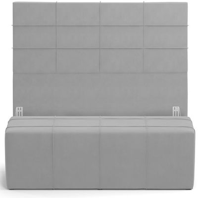 Kit Cabeceira Cama Box Queen 160cm com Calçadeira Roma W01 Suede Cinza - Lyam