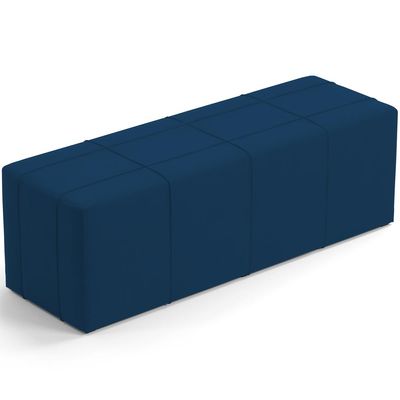 Kit Cabeceira Cama Box King 195cm com Calçadeira Roma W01 Suede Azul Marinho - Lyam