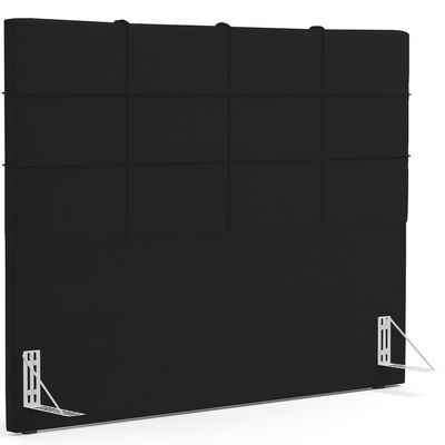 Kit Cabeceira Cama Box King 195cm com Calçadeira Roma W01 Suede Preto - Lyam