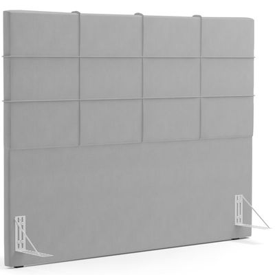 Kit Cabeceira Cama Box King 195cm com Calçadeira Roma W01 Suede Cinza - Lyam