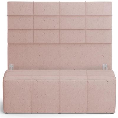 Kit Cabeceira Cama Box Casal 140cm com Calçadeira Roma W01 Linho Rosê - Lyam
