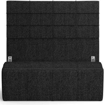 Kit Cabeceira Cama Box Queen 160cm com Calçadeira Roma W01 Linho Chumbo - Lyam