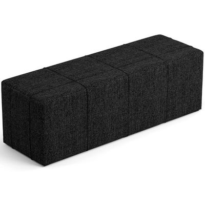 Kit Cabeceira Cama Box Queen 160cm com Calçadeira Roma W01 Linho Chumbo - Lyam