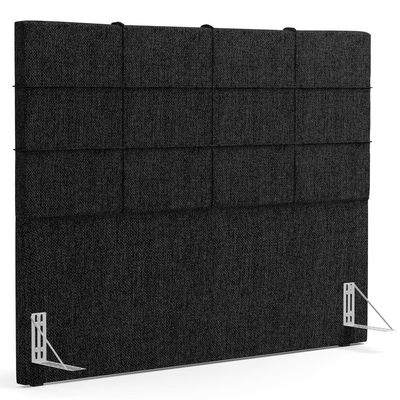 Kit Cabeceira Cama Box Queen 160cm com Calçadeira Roma W01 Linho Chumbo - Lyam
