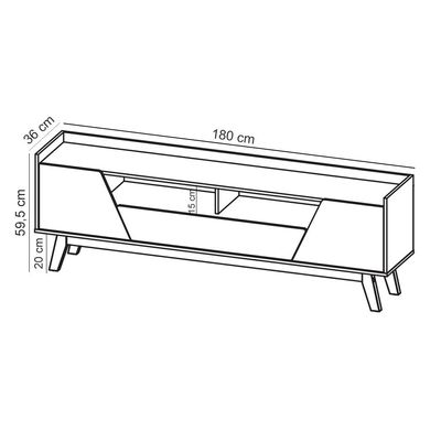 Rack Para Sala de Estar TV 70 Pol 180cm Morello B02 Preto Fosco Naturalle - Lyam Decor
