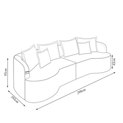 Sofá Living Decorativo Salinas 4 Lugares com Almofadas 290cm Modulado Bouclê Off White G33- Gran Belo