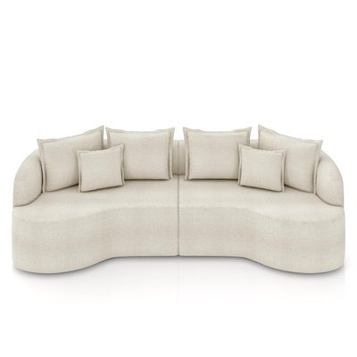 Sofá Living Decorativo Salinas 4 Lugares com Almofadas 290cm Modulado Bouclê Off White G33- Gran Belo