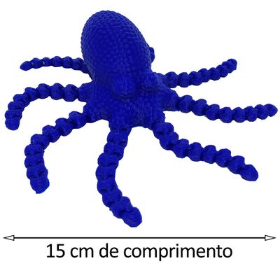 Polvo Articulado 15 cm Impressão 3d Decoração Brinquedo Azul