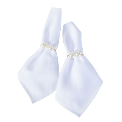 Kit 4 Anéis Para Guardanapos 4cm x 3cm Pérola Duplo Grande - Dourado