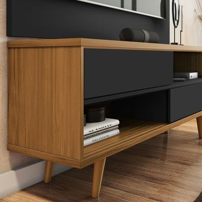 Conjunto Para Sala Rack E Painel De Tv Freijo e Preto