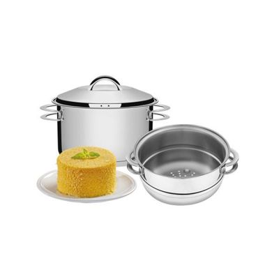 Cuscuzeira Tramontina Solar em Aço Inox Fundo Triplo com Alças 2 peças 16 cm